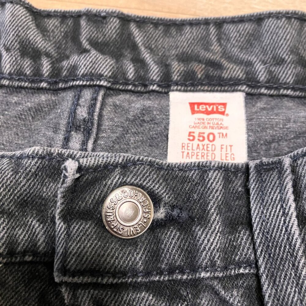 LEVI'S 550 Mens VTG 90s Orange Tab USA Relaxed Tapered Jeans 30x33* Black AN EXC - Picture 8 of 12